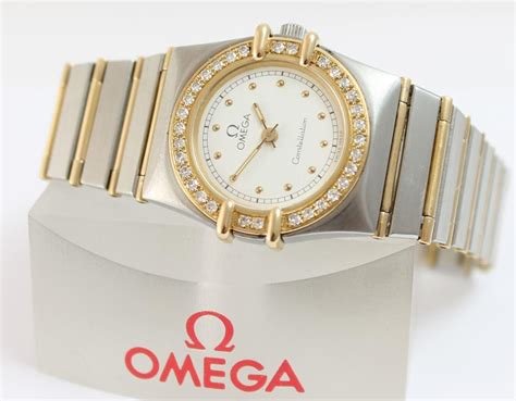 omega watch diamond bezel|omega constellation 18k white gold.